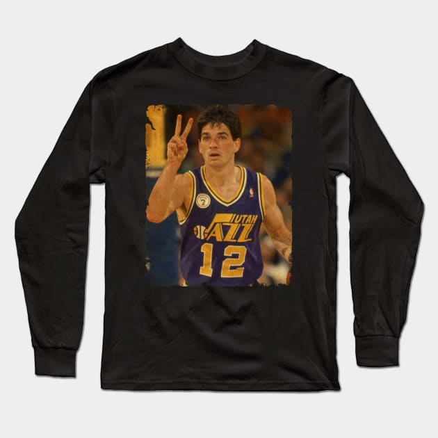 John Stockton - Vintage Design Of Basketball Long Sleeve T-Shirt by JULIAN AKBAR PROJECT